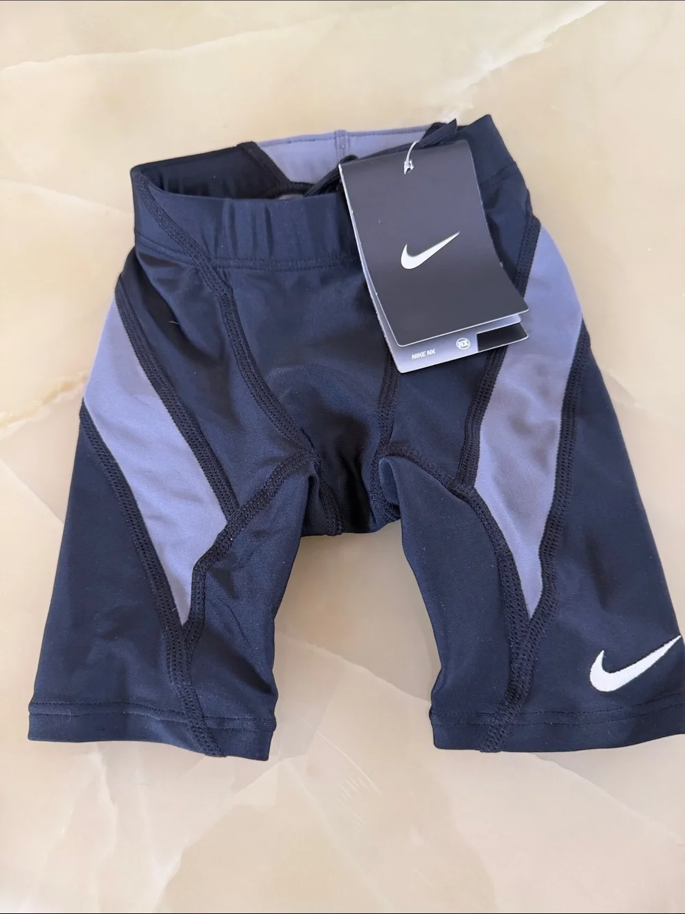Nike NX Boys Jammer Swim Shorts Black Grey Colorblock Size 20 NWT